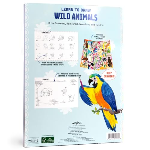 eeBoo: Learn to Draw - Wild Animals - Drawing Guidebook, 50+ Stickers, Themed Step-by-Step Lessons, Simple Forms in Simple Steps, Kids Ages 5+ - Image 3