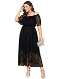 SCOMCHIC Womens Plus Size Formal Dresses Off Shoulder Lace White Bridesmaid Wedding Guest Evening Party Boho Maxi Dress