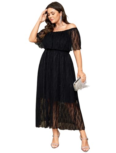 SCOMCHIC Womens Plus Size Formal Dresses Off Shoulder Lace White