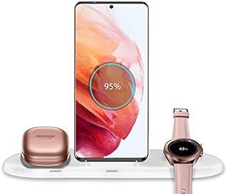 leChivée Wireless Charging Station for Samsung, 3 in 1 Wireless Charger Stand for Samsung Watch 5 Pro/5/4/Gear S4, Fast Phone Charger Dock Pad for iPhone13 Samsung Z Flip/Fold 4/S22/S21 Galaxy Buds 2