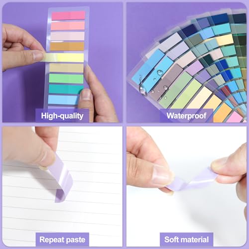 Wosyoodo 2000 Stück Haftstreifen, 10 Set Kleine Sticky Notes, Mehrfarbig Papier, Index Tabs, Plastik für Markieren und Hervorheben von Seiten, Schreibbar
