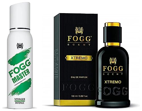 Image of Fogg Xtremo Scent, Eau De Parfum, Men's Perfume, Long-lasting Fresh & Soothing Fragrance, 100ml & Fogg Master Body Spray For Men, 120ml (Voyagar)