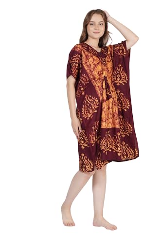 Image of Onekbhalo Women's Cotton Floral Kaftan Nighty Maxi Gown (OK Free Size)