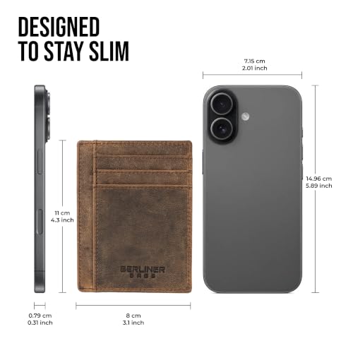 Image of BERLINER BAGS Slim Leather Front Pocket Wallet Men Karl, Gift Box, Brown