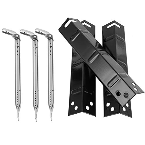 BBQration Replacement Kit for 3-Burner Walmart Expert Grilll, 3-Pack Porcelain Steel Heat Plate Heat Tent and 3-Pack Stainless Steel Burner Replacement Parts for 3-Burner Walmart Expert Grill