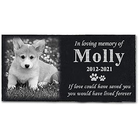 ODB Personalized Pet Memorial Stones, Black Granite Memorial Garden Stone Engraved with Photo, Gifts for Someone Who Lost a Loved One, or Pet, Dog, Cat (with Photo) Cover