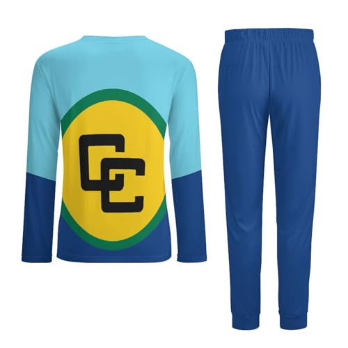 Zakqeik Jamaica Flag Mens Pajamas Set Long Sleeve Top,Pajamas for Men Classic Mens Sleepwear Pjs Set with Pockets3