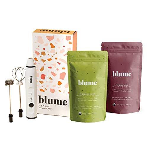 Blume Matcha & Chai Starter Pack – Organic Superfoods Booster for lattes, coffee & smoothies – Vegan, Sugar and Gluten Free – Includes Frother – 60 Servings Blume Matcha & Chai Starter Pack – Organic Superfoods Booster for lattes, coffee & smoothies – Vegan, Sugar and Gluten Free – Includes Frother – 60 Servings