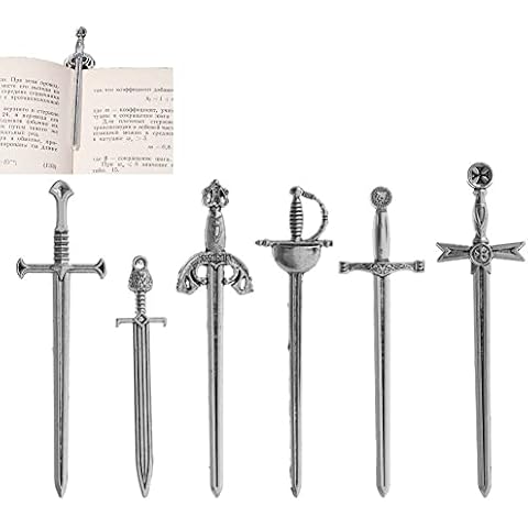 bopely 6 Pcs Antique Swords Bookmark Charms Metal Bookmarks Pendants Book Clips Markers Diy Craft Supplies Cover