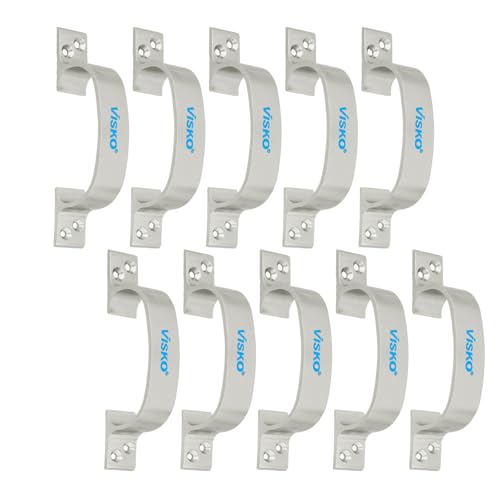 Image of Visko Tools 1007 Royal Series 150 Mm D Secton Handles, Silver |10 Piece | Used for Door | Door Handle Set | Combo Pack |