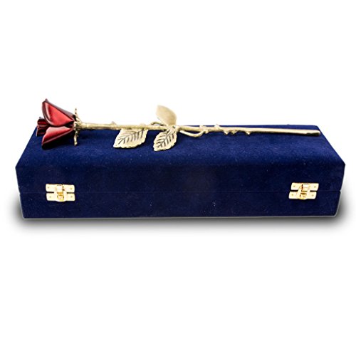 Rose Stem Bronze Memorial Keepsake For Loved Ones - Extra Small Holds 1 Cubic Inch Of Ashes - Crimson Red Cremation Keepsake For Ashes - Engraving Sold Separately #TOP1