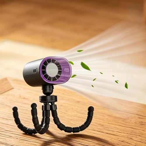 Ventilador de clip recargable portátil con trípode de pulpo y carga tipo C 4