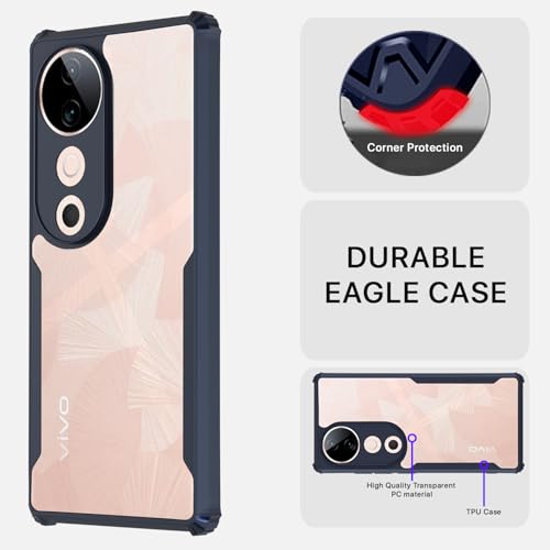 Image of Pikkme Crystal Clear Transparent Back | Ultra Hyrbid | Full Camera Protection | Raised Edge | Bumper Back Case for Vivo S19 5G (Blue)