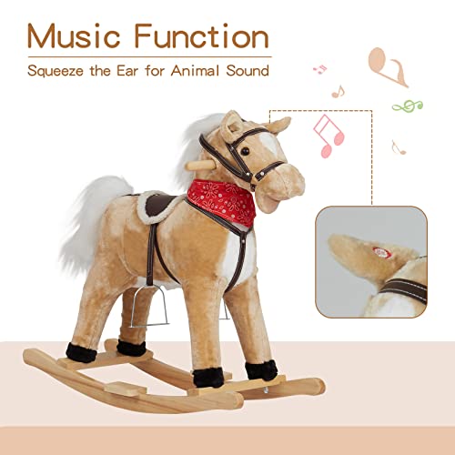 Kids Rocking Horse - Kids Plush Ride-On Rocking Horse Toys With Fun Realistic Sounds For 3-6 Years Boy&Girl, Toddler Outdoor&Indooor Toy Rocker, Infant Gift #TOP6