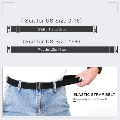 Women Elastic Belts for Jeans No Show Black Stretch belts for women Invisible Flat Buckle Belts Adjustable4