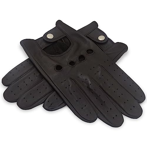 ZLUXURQ Mens Touchscreen Professional Leather Driving Gloves Unlined -Soft and Thin Italian Lambskin