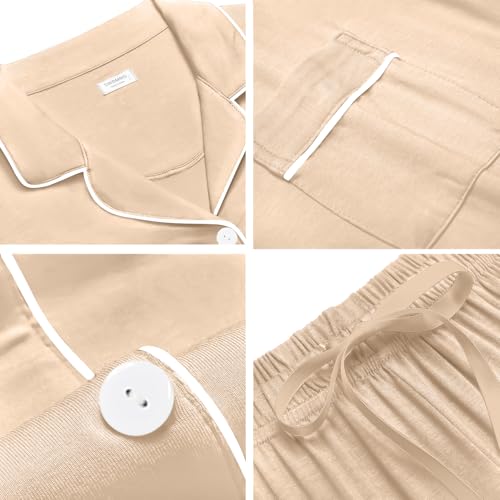 Image of SWOMOG Womens Button Down Pajamas Set Short Sleeve Sleepwear Bride Soft Pj Lounge Sets XS-3XL