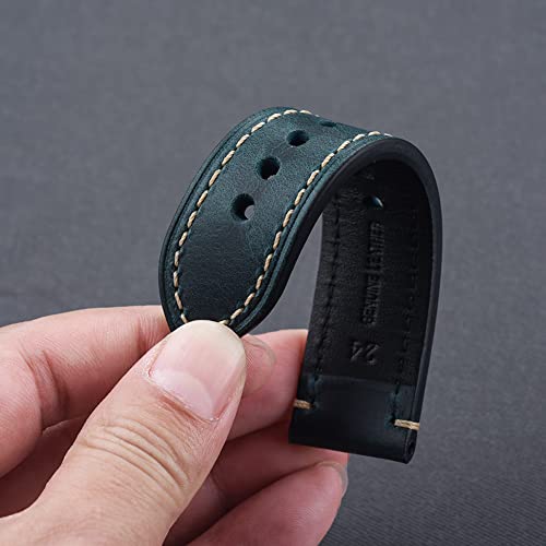EACHE Leather Watch Bands for Men,Vintage Crazy Horse Leather & Vegetable Tanned Leather & Oil Waxed Thick Leather Watch Bands 20mm 22mm 24mm 26mm