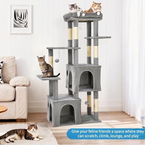 Árbol multi-nivel para gatos grandes de interior 61 pulg miniatura 7