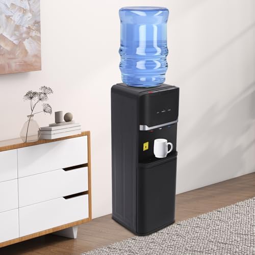 BRICZUNA?Water Dispenser, Top Loading Hot/Cold Water Dispenser, Capacity of 5 Gal Portable Water Warmer for Living Room, Travel, Hotel,Offices,Bedroom, 550W (Black)