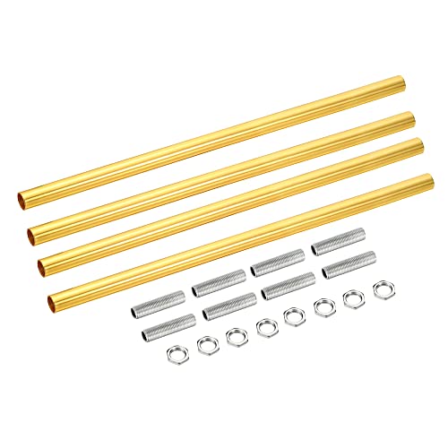 Image of MECCANIXITY 4-Pack Gold M10 Threaded Extension Rods, 11.8 inch Lamp Pipe with Connector for Pendant Light, Island Lighting, Chandeliers, Stems