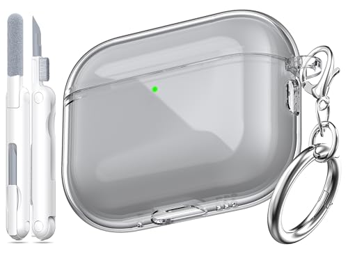 Image of for AirPods Pro 3 Clear Case 2025, Military-Grade Shockproof, Soft TPU Highly Transparent Anti-Yellowing for AirPods Pro 3 Case with Cleaning Kit & Cute Round Buckle, Clear Black
