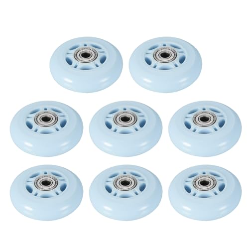 M METERXITY 8 Pack PU Skate Wheels - Inline Skate PU Wheels with Bearing, Apply to Roller Skating/Outdoor Sports (24 x 70mm, Blue)