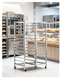 Bäckereiregal aus Edelstahl auf Rädern | robuster Blechpfannenwagen mit Rollen für Backbleche und Tabletts