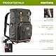 Mantona Luis Retro Fotorucksack grün mit Leder, Kamerarucksack inkl. Regenschutzhülle, Fototasche mit Laptopfach, Backpack geeignet für 1 x DSLR-Kamera, 3 x Objektive und diverses Fotozubehör