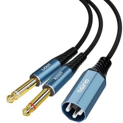 Tisino Dual 1/4 inch to XLR Male Y Splitter Cable (3.3FT), Male XLR to Dual 6.35mm TS Mono(Stereo L/R) Plug Microphone Audio Converter Adapter for Mixers, Amplifiers, Effects