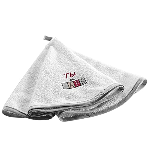 douceur d'intérieur, Essuie-Main Rond 60 Cm, Eponge Brodée, Dejeuner