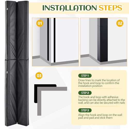 Image of Wonderjune Wall Corner Guards Edge Protector Heavy Duty Foam Corner Protectors for Wall Waterproof 2 Sides Padding for Gyms, Basketball Court, Kindergarten, Playrooms, Garages(5ft,Black)