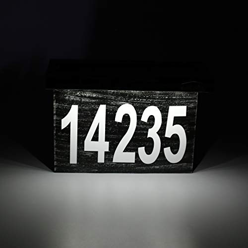 Solar House Numbers Light - Aluminum Address Sign for House or Yard - 6 LED Light up House Numbers at Night - Waterproof Metal Plaque Outdoor Lights - Thumbnail 3