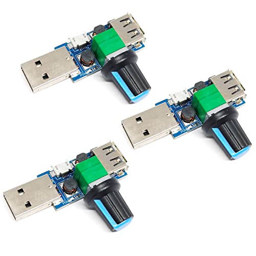 XTVTX 3PCS USB-Lüftergeschwindigkeitsregler, USB Lüfter Drehzahlregler,DC 5V Stufenloser Mini-USB-Lüfterregler DC 4-12V bis 2,5-8V 5W Regler Geschwindigkeitsregler mit Schalter