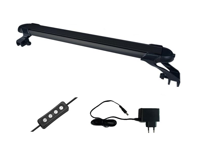 JULIAQUA Lámpara de acuario ajustable, iluminación de aluminio con 13 modos de luz, brillo ajustable (Black-15W-PlugEU)