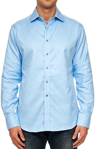 Robert Graham Men’s Windsor Long-Sleeve Shirt, Button-Up Shirt for Men, X-Small, Light Blue