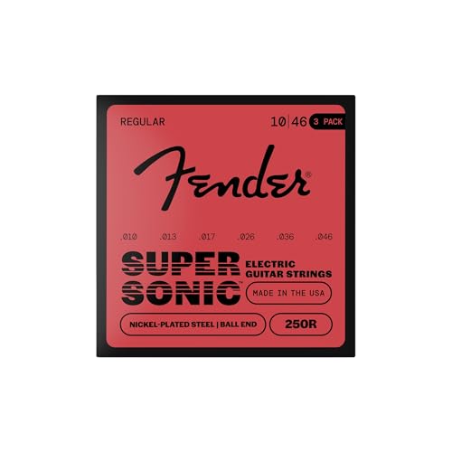 Image of Fender Super 250 Nickel-Plated Steel Electric Guitar Strings, Regular Gauge .010-.046, 3-Pack, Model 250R, Model 0730250310