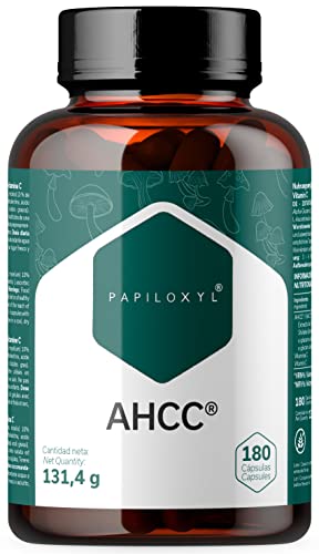AHCC 180 Kapseln von Papiloxyl 500 mg pro Kapsel. Patentierter flüssiger Anbau von Lentinula Edodes (Shiitake). Exklusiv in Japan von Amino Up. Glutenfrei. Kein GMO