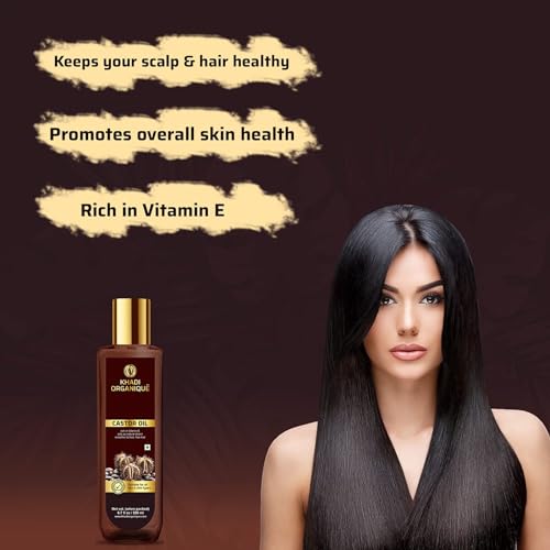 Image of Khadi Organique Castor Oil | 100% Pure & Cold Pressed Virgin Grade - 200ml | For Hair Growth, Moisturizing Dry Skin, Nails & Eyelashes | Vitamin E & Fatty Acids | No Mineral Oil | All Skin types