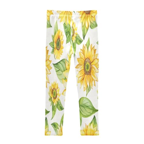 Bolaz Toddler Girls Leggings Printed Yoga Pants Leggings Green Leaves Sunflower for Kids2
