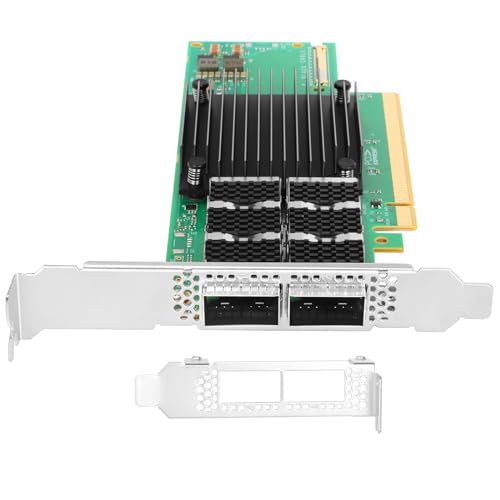 Tarjeta de red Vogzone para MCX653106A-HDAT ConnectX-6 VPI 200GbE 2x QSFP56 PCIe 4.0 x16 NIC | Adaptador Ethernet e InfiniBand HDR, baja latencia con descarga por hardware, RDMA integrado, SR-IOV para computación HPC y IA, NVMe sobre Fabrics miniatura 2