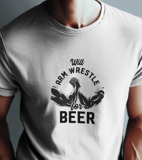 VASAL Arm Wrestling Training T-Shirt | Unisex Quick-Dry Gym Tee | Bold Graphic Sportswear for Men & Women | Sweat Control Design (in, Alpha, S, Regular) White 4