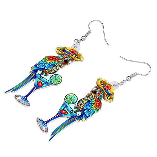 Bonsny Acrylic Drop Dangle Sweet Parrot Bird Earrings Jewelry For Women Gift Charms accessories Original Design4