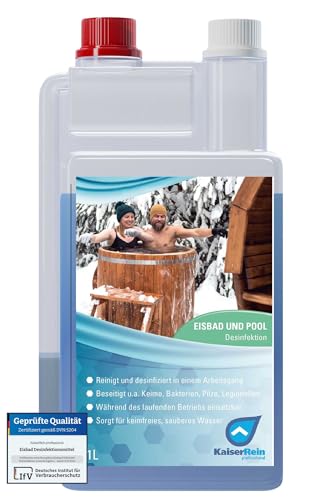 KaiserRein Eisbad und Pool Desinfektionsmittel 1L ohne Chlor - Zuverlässige Wasserpflege und Reinigung für Eisbäder I Auch zur Reinigung aufblasbarer Eisbecken