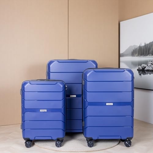 Navy Lightweight Hardshell Suitcase Set - 3-Piece PP Luggage with Wheels and Lock for Secure Travel2