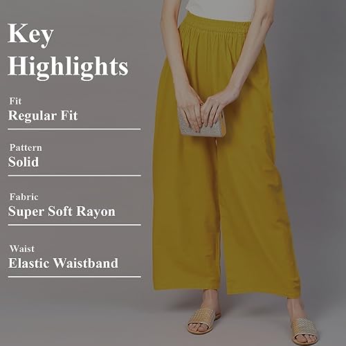 Image of Go Gazab - Stylish Women's Palazzo: Trendy Rayon Solid Color Ethnic Wear Palazzo