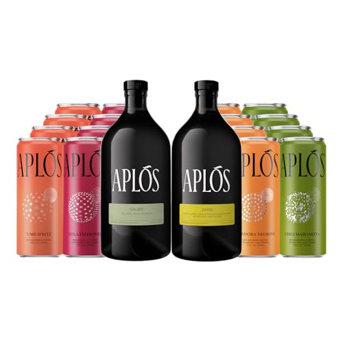 Aplós Dry January Variety Pack of Non-Alcoholic Canned Cocktails and Spirits, Formulated with Adaptogens and Nootropics, Low Calorie, No Added Sugar Beverages