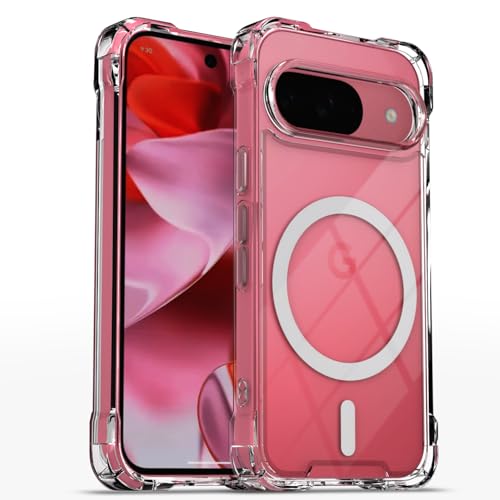 Image of Amazon Basics Back Cover for Google Pixel 9 5G / Pixel 10 /10 Pro 5G Mag-Safe Shockproof PC + TPU Protective Case Magnetic Support Bumper Case (Transparent Mag-Safe)