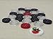 Professional Carrom Board Game PVC Crystal Coins 8mm, Black, Red and Clear, 8mm Size, 24-Piece Set with Striker