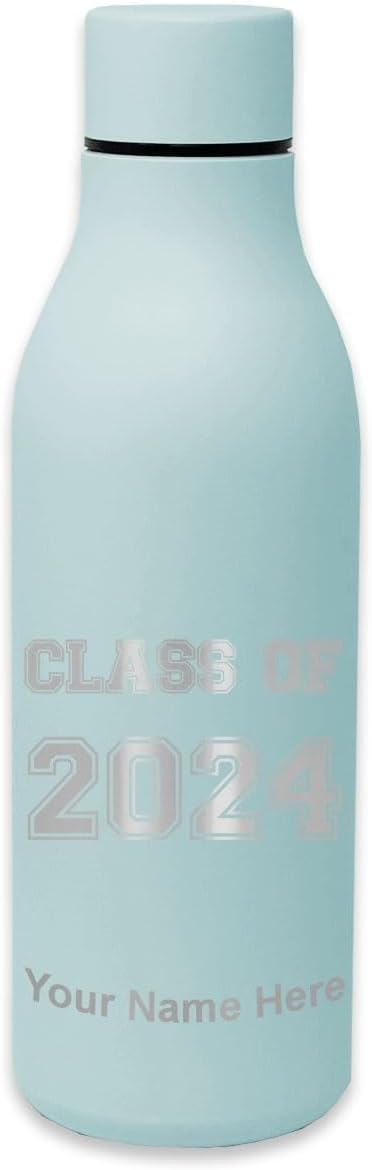 LaserGram Double Wall Stainless Steel Water Bottle, Class of 2020, 2021, 2022, 2023, Personalized Engraving Included